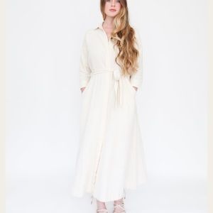 Esby Mabel Shirt Dress in Natural Cotton Small